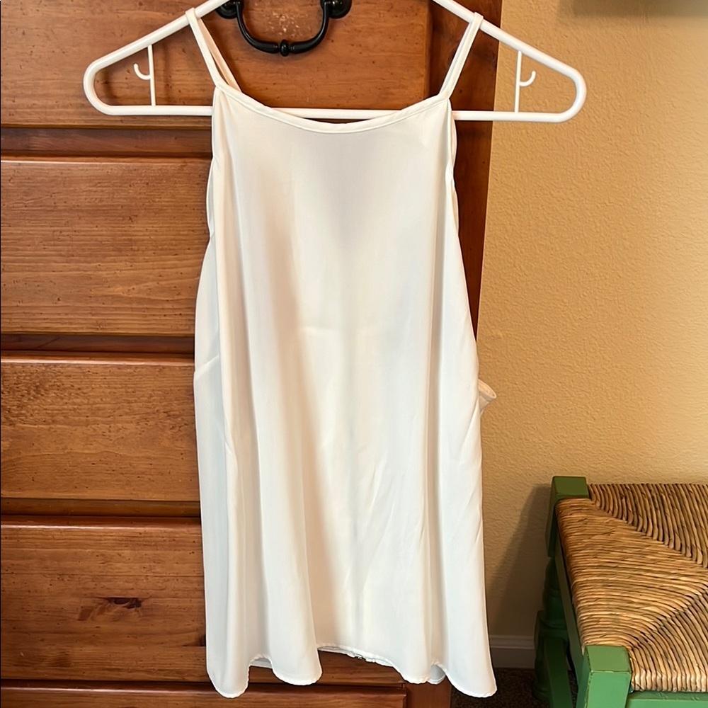 White Sleeveless Top with Scallop Detail